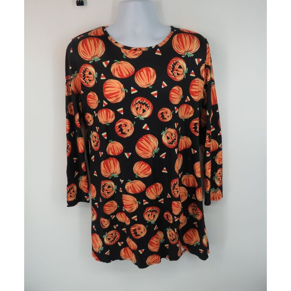 G and PL Women's Halloween Pumpkin Print Long Sleeve Tunic Dress XXL NWOT